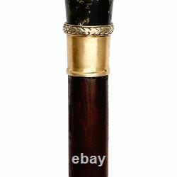 FABERGE Imperial Eagle Russian Silver Seraphinite Emerald Cane Walking Stick RU