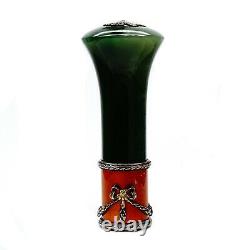 FABERGE Parasol Russian Silver Nephrite Jade Hard Stone Diamond Enamel Guilloche