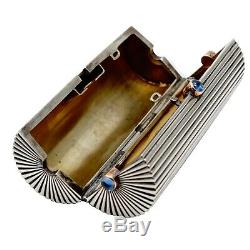 FABERGE Rare Antique Imperial Russian Silver Cigarette Case Gold Sapphire Vesta