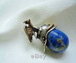 FABERGE Very rare RUSSIAN Imperial 84 Silver Egg Pendant with Lapis lazuli