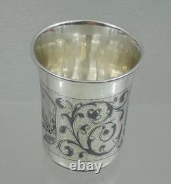 FINE ANTIQUE IMPERIAL RUSSIAN 84 SILVER NIELLO CUP BEAKER ARCHITECTURAL Moscow