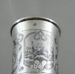 FINE ANTIQUE IMPERIAL RUSSIAN 84 SILVER NIELLO CUP BEAKER ARCHITECTURAL Moscow