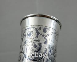 FINE ANTIQUE IMPERIAL RUSSIAN 84 SILVER NIELLO CUP BEAKER ARCHITECTURAL Moscow
