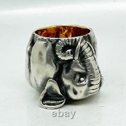 Faberge Imperial Russian 88 Silver Elephant Figurine Cup (Julius Rappoport)