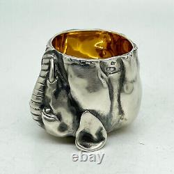 Faberge Imperial Russian 88 Silver Elephant Figurine Cup (Julius Rappoport)