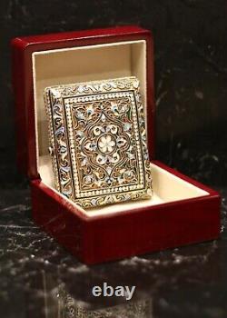 Faberge Russian Imperial cloisonne Enamel Cigarette Case Snuff Box
