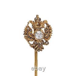 Fabergé workmaster Edward Helenius Antique Russian 14kt gold Imperial brooch pin