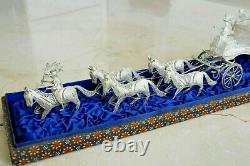 Filigri 925 Solid Silver Imperial Carriage Horses Coach Statue Sterling Russian