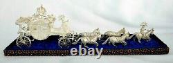 Filigri 925 Solid Silver Imperial Carriage Horses Coach Statue Sterling Russian