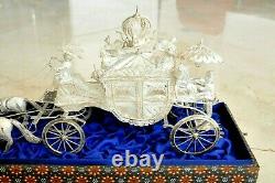 Filigri 925 Solid Silver Imperial Carriage Horses Coach Statue Sterling Russian