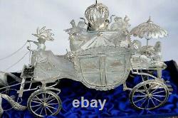 Filigri 925 Solid Silver Imperial Carriage Horses Coach Statue Sterling Russian