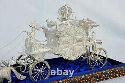 Filigri 925 Solid Silver Imperial Carriage Horses Coach Statue Sterling Russian