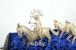 Filigri 925 Solid Silver Imperial Carriage Horses Coach Statue Sterling Russian