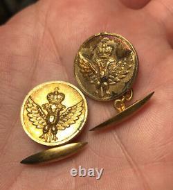 Fine Antique Imperial 84 Mark Russian Eagle Gold Gilt Sterling Silver Cufflinks