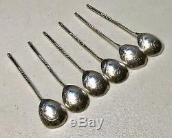 Genuine VintageSet Of 6 Russian Imperial Silver 84 Desert Spoons Hallmarked Case