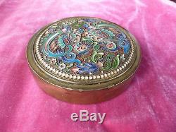 Gorgeous Pavel Ovchinnikov Imperial Russian Enamel Sterling Silver Box Marked 88
