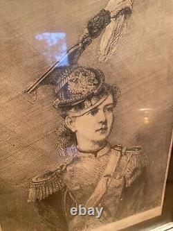 Grand Duchess Marie Alexandrovna Russian Royal Antique Framed Engraving 1870's