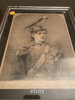 Grand Duchess Marie Alexandrovna Russian Royal Antique Framed Engraving 1870's