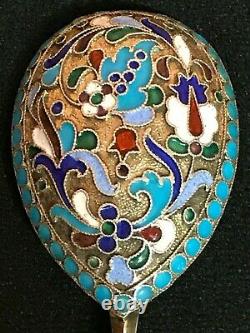 Great Spoon Cloisonne Enamel Silver 84 Dmitriy Nikolaev Russian Imperial Antique