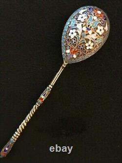 Great Spoon Cloisonne Enamel Silver 84 Gustav Klingert Russian Imperial Antiques