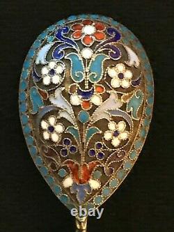 Great Spoon Cloisonne Enamel Silver 84 Gustav Klingert Russian Imperial Antiques