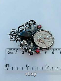 Huge Antique Russian Imperial Sterling Silver 84 Women Jewelry Pendant Icon 30gr
