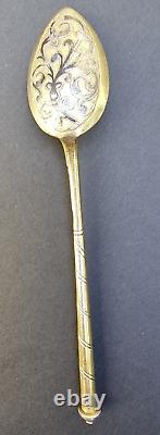 IMPERIAL RUSSIAN SILVER 84 NIELLO TEASPOON E. B. 1850's COLLECTABLES RARE FIND