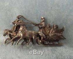 Imperial Antique Russian Cossack Sledge 840 Silver Brooch