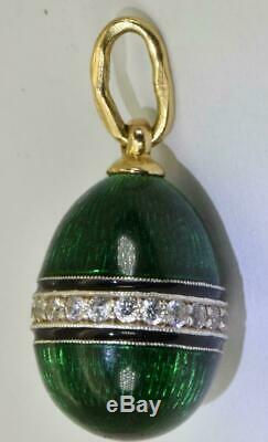 Imperial Egg Pendant Russian ARTEL 56 Gold 14K Silver Sapphire Guilloche Enamel