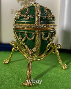 Imperial Faberge Rosebud Egg (Green) with Rosebud & Pendant In Box with COA