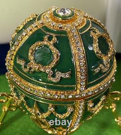 Imperial Faberge Rosebud Egg (Green) with Rosebud & Pendant In Box with COA