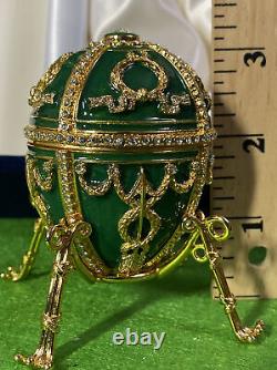 Imperial Faberge Rosebud Egg (Green) with Rosebud & Pendant In Box with COA