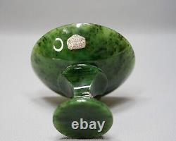 Imperial Russian 1913 WWI Jade Nephrite Silver Compote Bowl Nicholas II Monogram