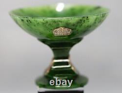 Imperial Russian 1913 WWI Jade Nephrite Silver Compote Bowl Nicholas II Monogram