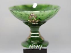 Imperial Russian 1913 WWI Jade Nephrite Silver Compote Bowl Nicholas II Monogram