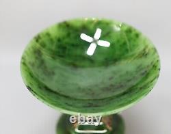 Imperial Russian 1913 WWI Jade Nephrite Silver Compote Bowl Nicholas II Monogram