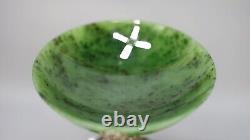 Imperial Russian 1913 WWI Jade Nephrite Silver Compote Bowl Nicholas II Monogram