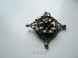 Imperial Russian 84 Silver Pendant with Garnet Stone Faberge design