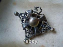 Imperial Russian 84 Silver Pendant with Garnet Stone Faberge design