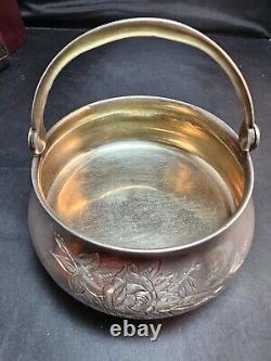 Imperial Russian 84 Silver Sugar Basket Engraved w Handle Moscow C. 1895 AA B. C