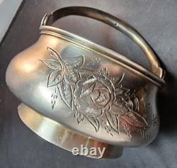 Imperial Russian 84 Silver Sugar Basket Engraved w Handle Moscow C. 1895 AA B. C