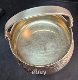 Imperial Russian 84 Silver Sugar Basket Engraved w Handle Moscow C. 1895 AA B. C