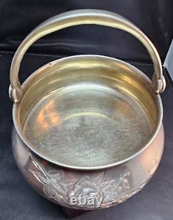 Imperial Russian 84 Silver Sugar Basket Engraved w Handle Moscow C. 1895 AA B. C