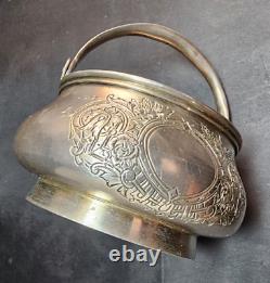 Imperial Russian 84 Silver Sugar Basket Engraved w Handle Moscow C. 1895 AA B. C