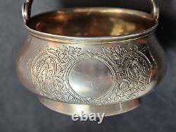 Imperial Russian 84 Silver Sugar Basket Engraved w Handle Moscow C. 1895 AA B. C