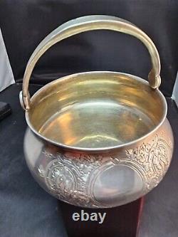 Imperial Russian 84 Silver Sugar Basket Engraved w Handle Moscow C. 1895 AA B. C