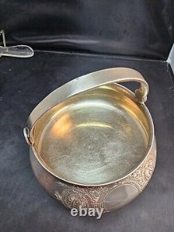 Imperial Russian 84 Silver Sugar Basket Engraved w Handle Moscow C. 1895 AA B. C