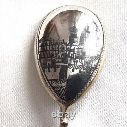 Imperial Russian 84 Zolotniki Silver Gilded Niello Spoon. C. 1908 Kokoshnik Mark