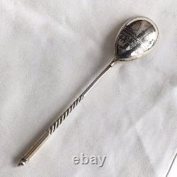 Imperial Russian 84 Zolotniki Silver Gilded Niello Spoon. C. 1908 Kokoshnik Mark