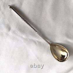 Imperial Russian 84 Zolotniki Silver Gilded Niello Spoon. C. 1908 Kokoshnik Mark